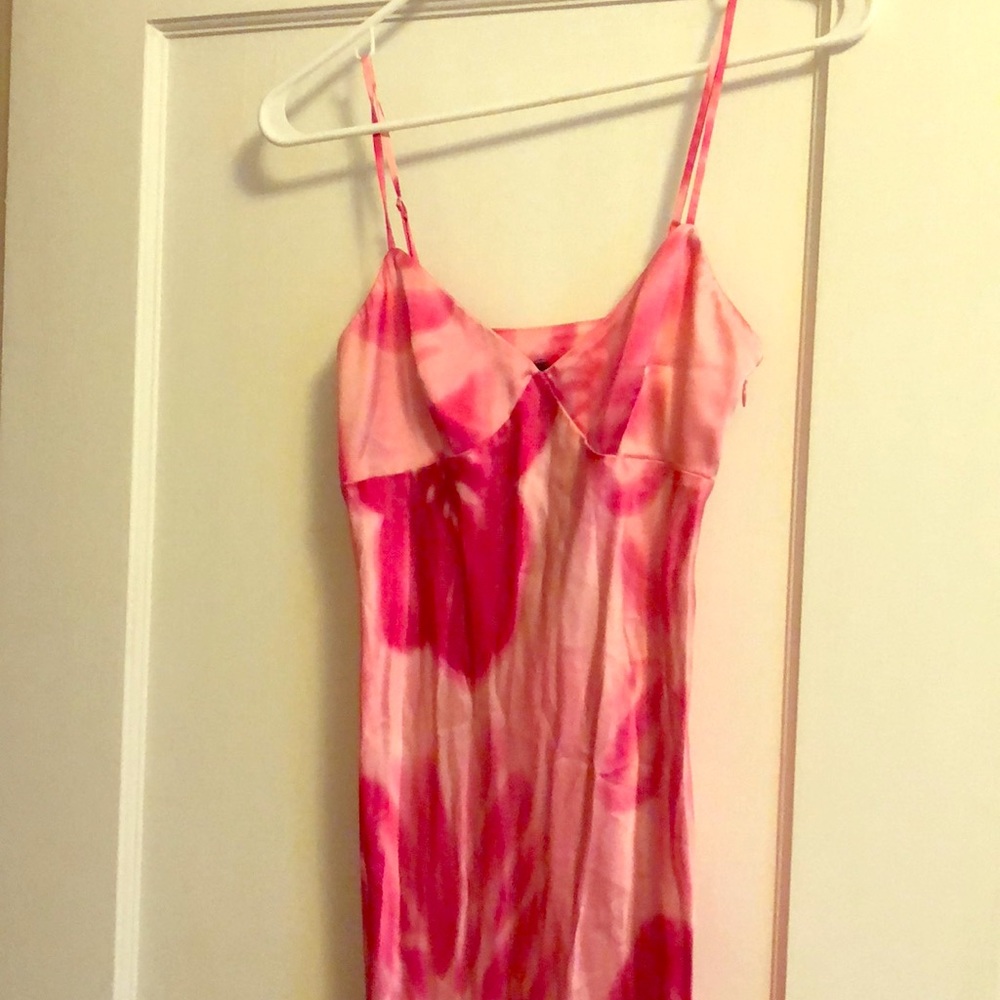 Bright pink slip dress